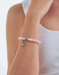 Braccialetto - quarzo rosa / trifoglio