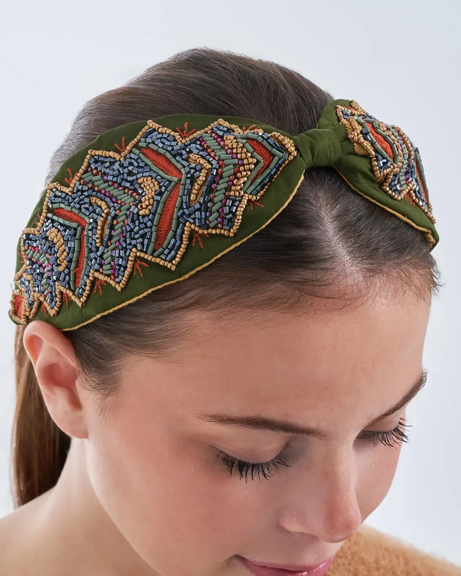 Cerchietto - Green Beads