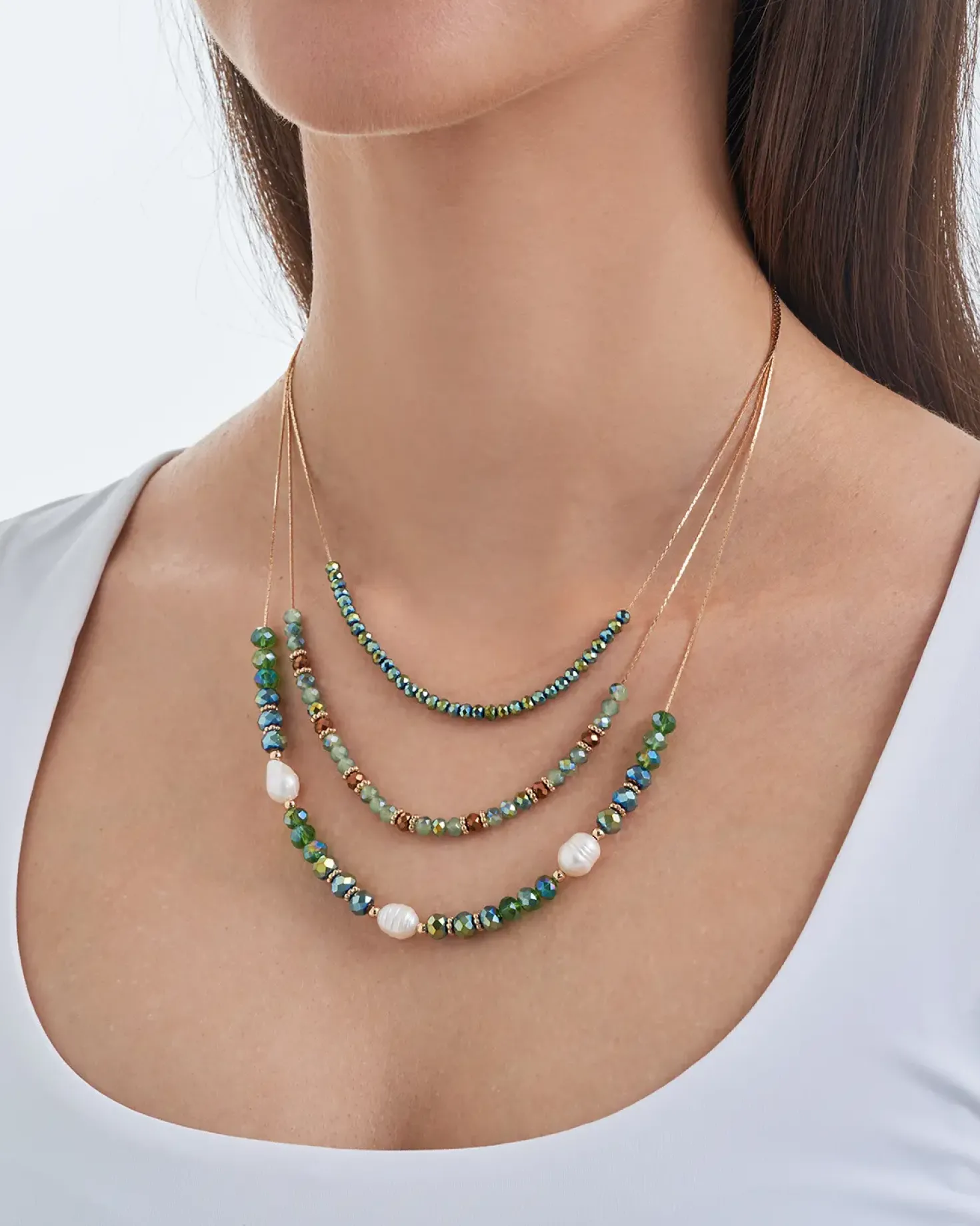 Collana stratificata - Green Beads
