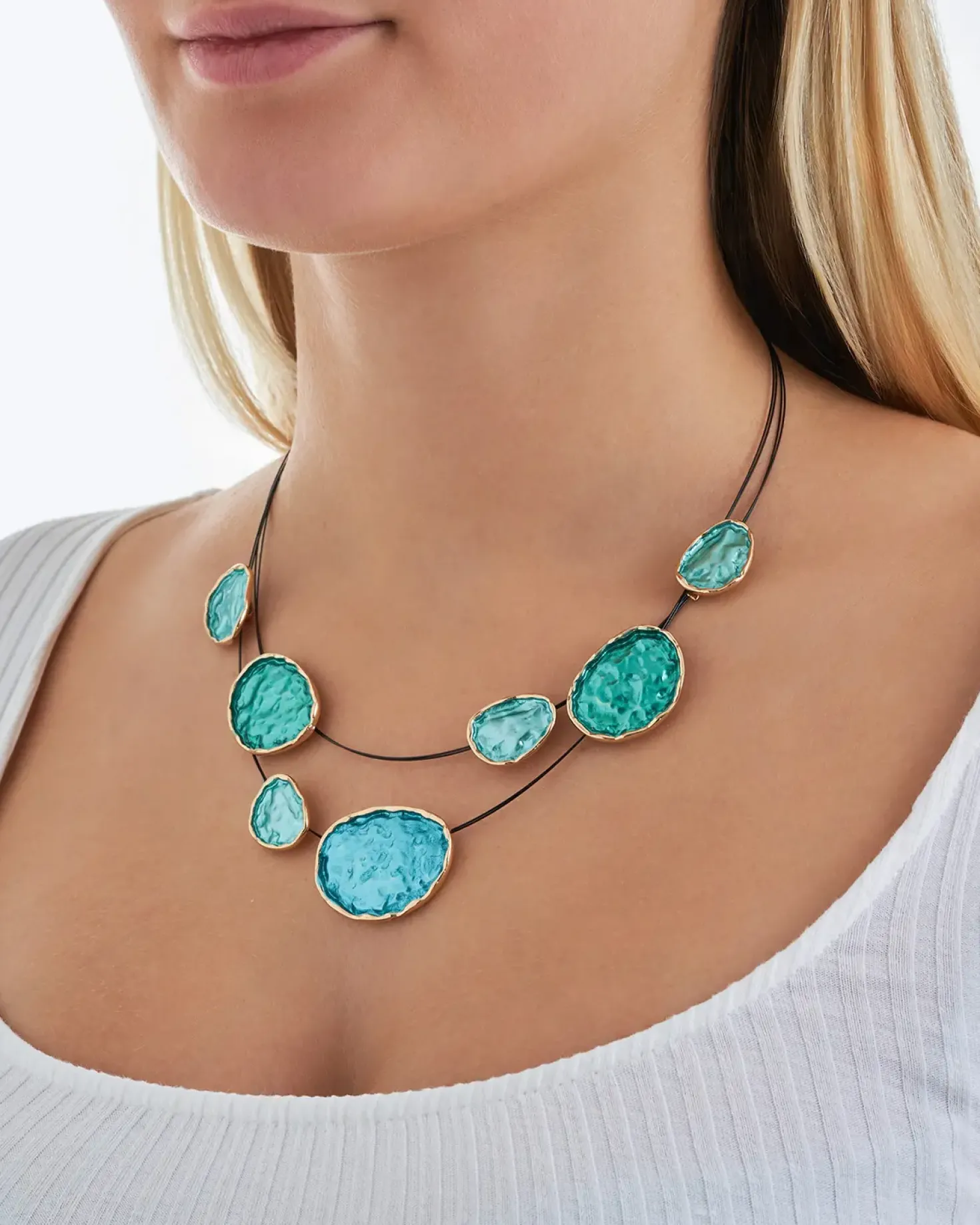Collana stratificata - Hammered Turquoise