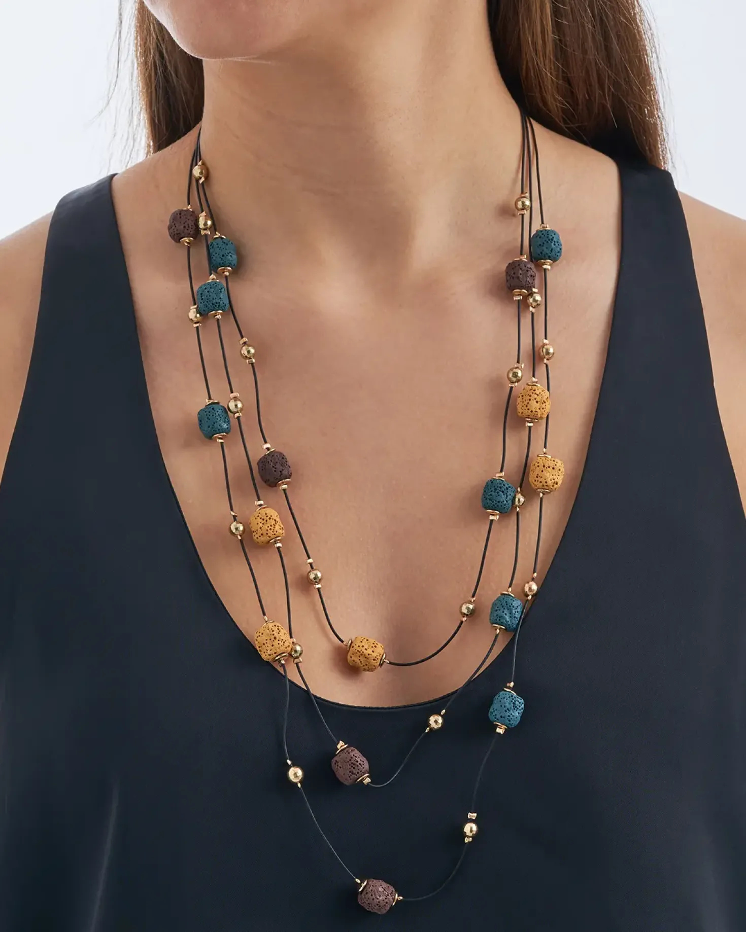 Collana stratificata - Lava Stone