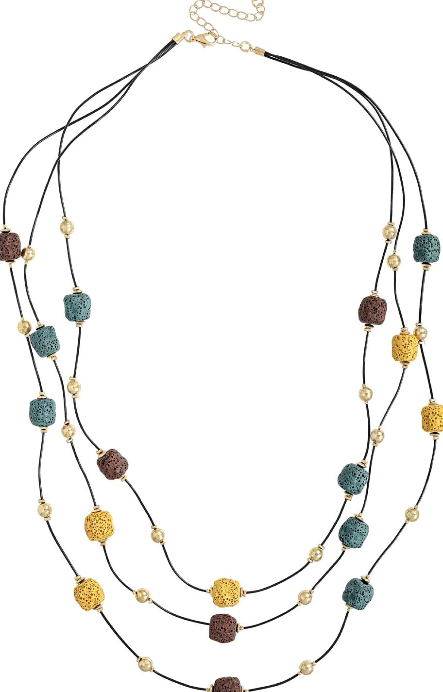 Collana stratificata - Lava Stone