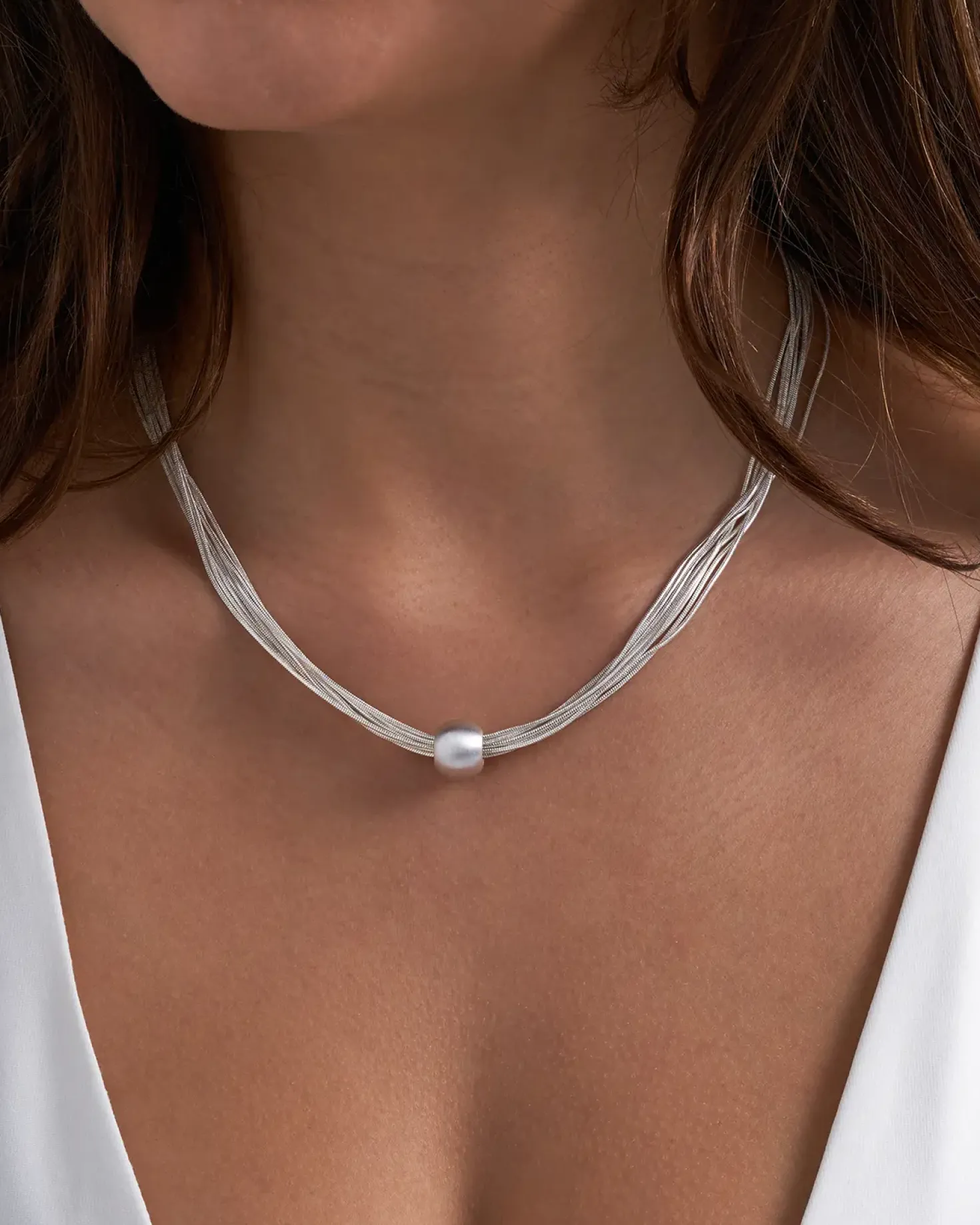 Collana stratificata - Soft Silver
