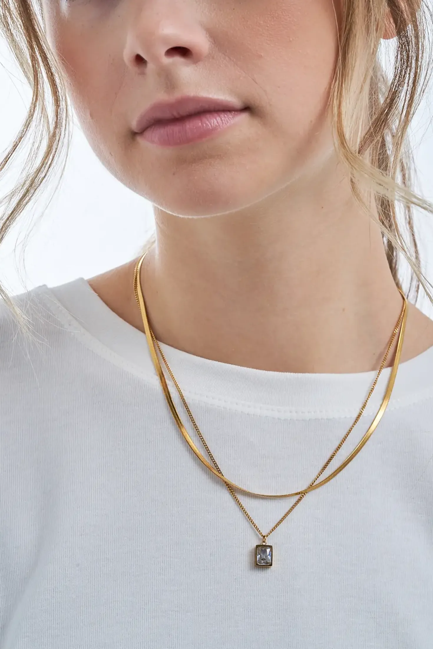 Collana stratificata - Steel Rectangle
