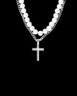 Collana stratificata da uomo - White Pearls
