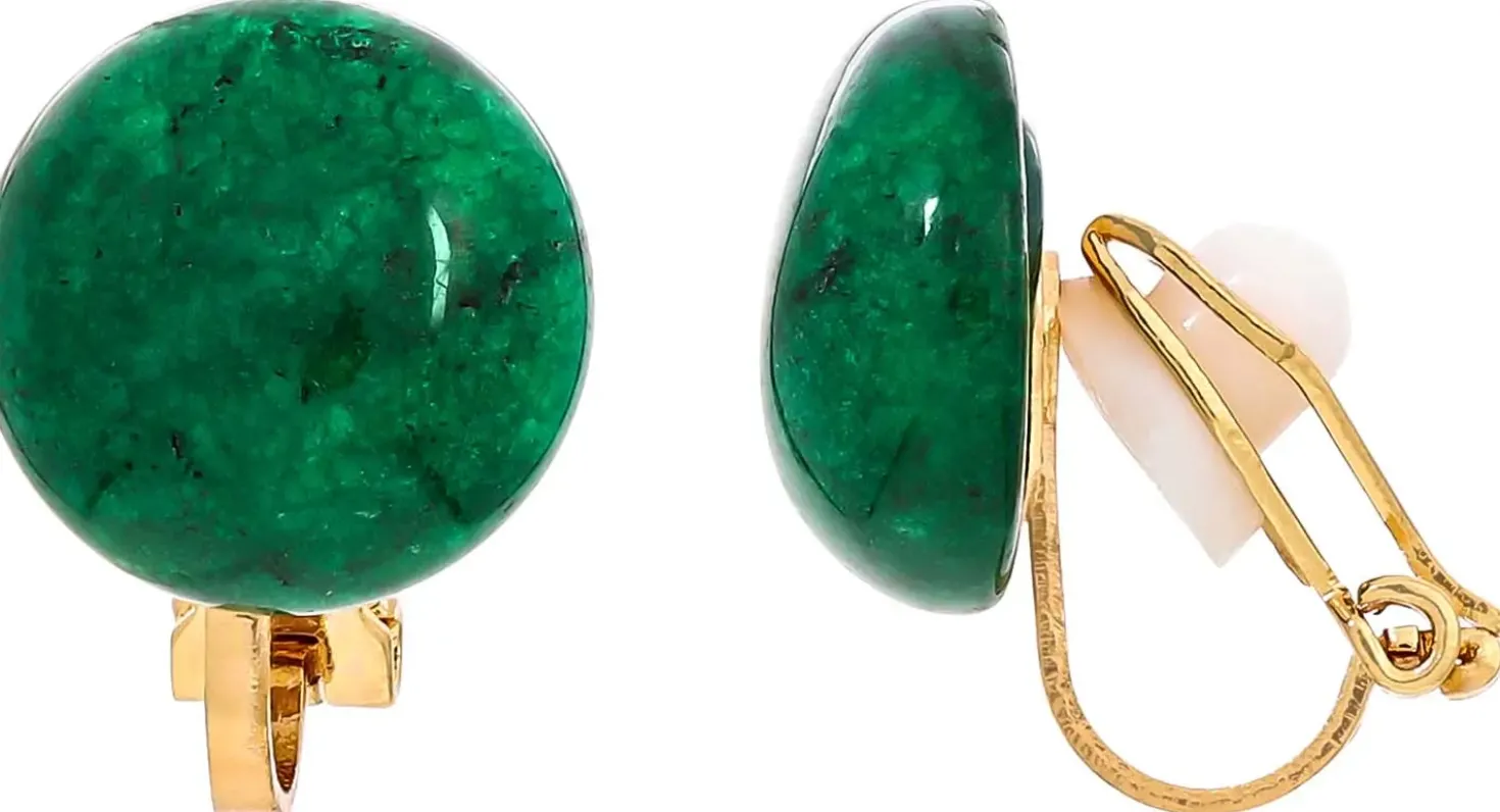 Orecchini a clip - Moss Agate