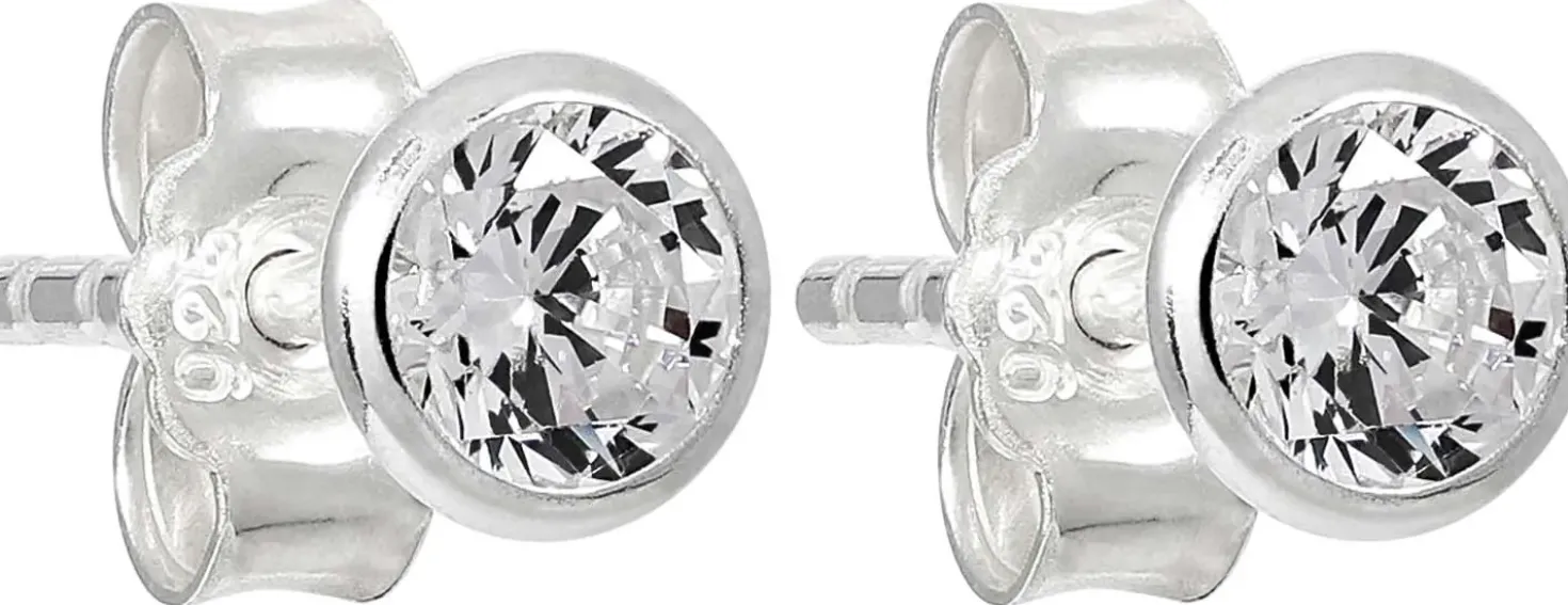 Orecchini a perno - Round Zirconia