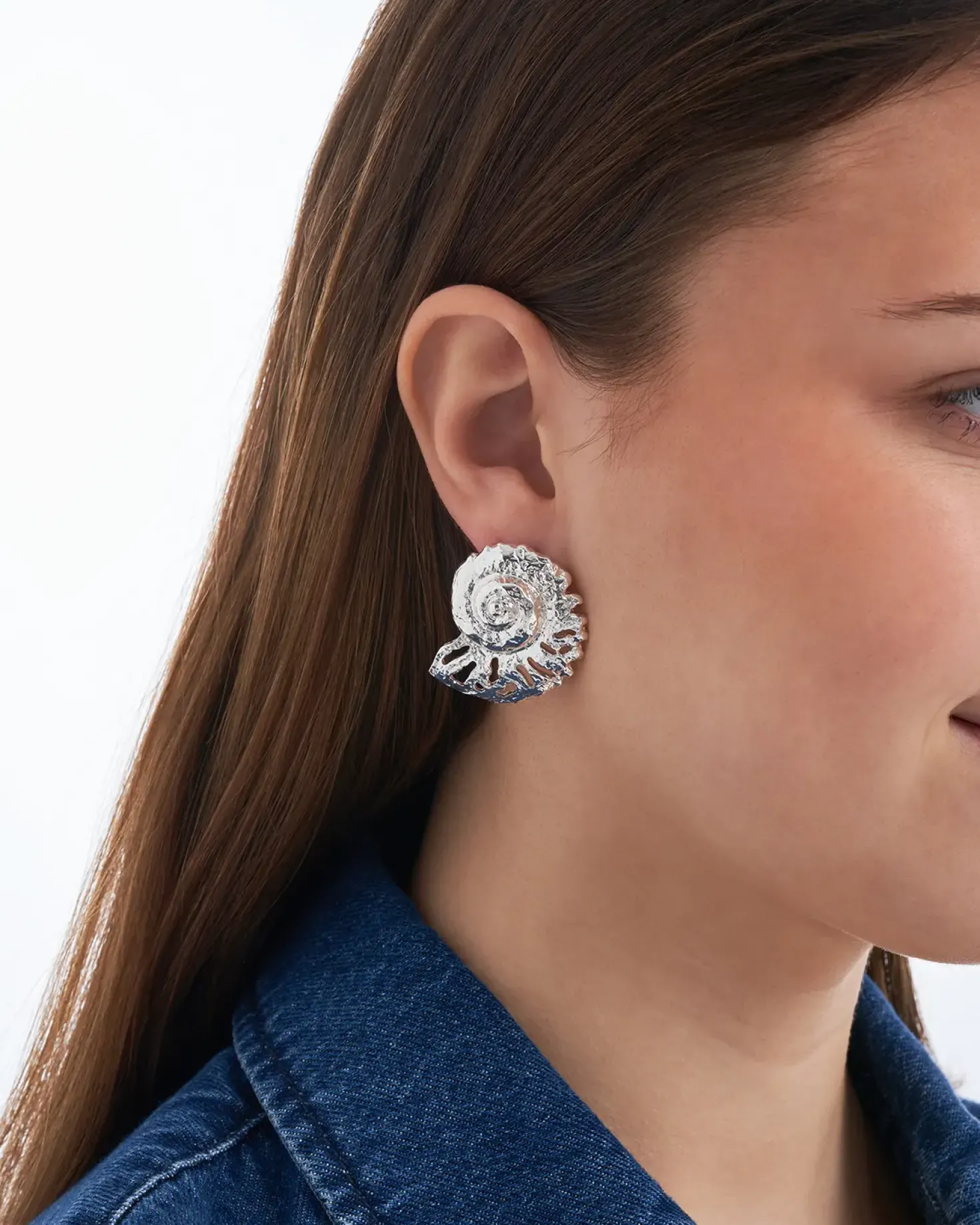 Orecchini a perno - Silver Nautilus