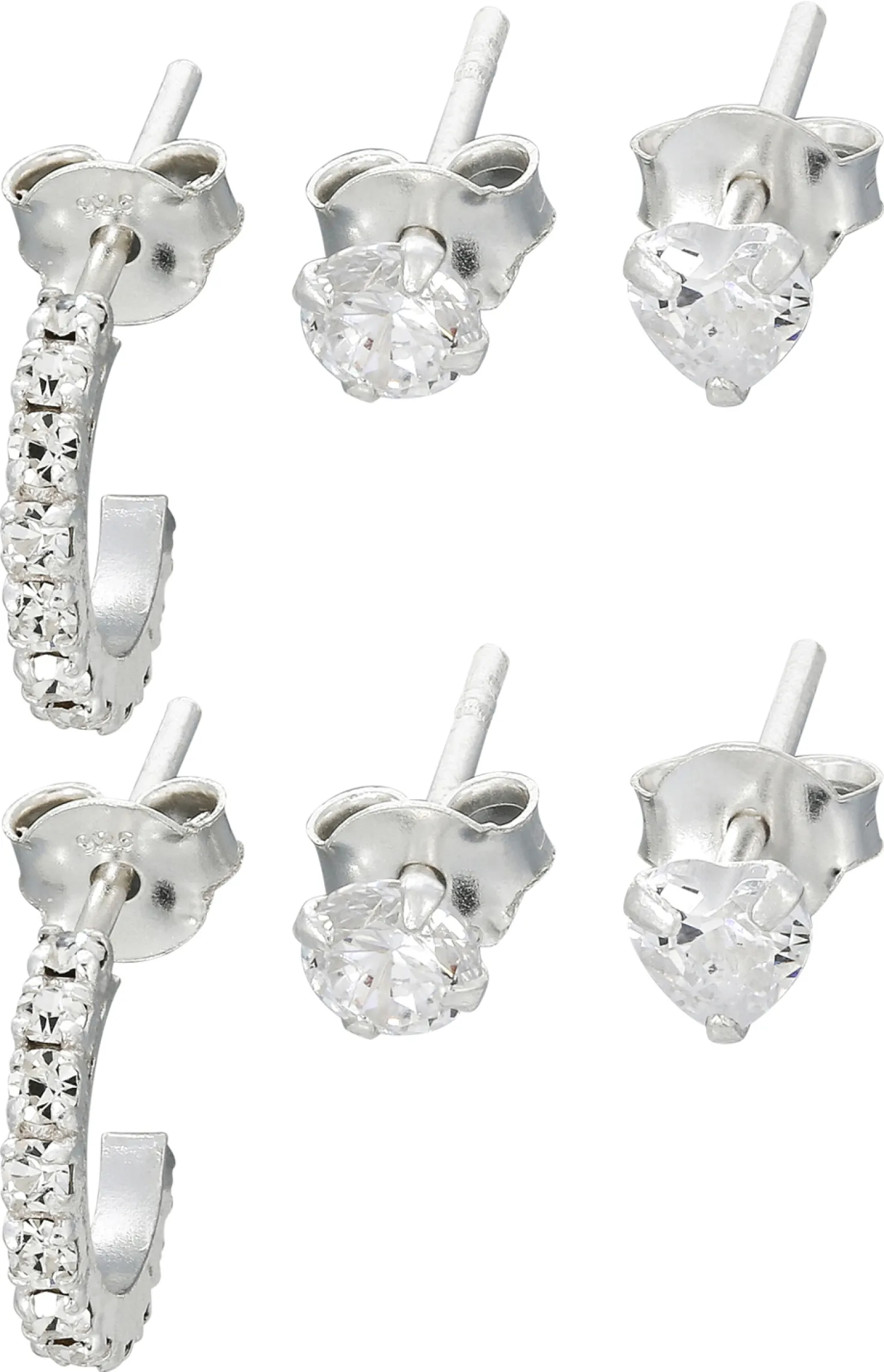Orecchini a perno - Triple Silver