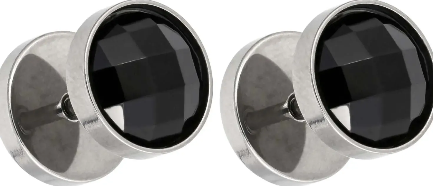 Orecchini a perno da uomo - Black Sparkle