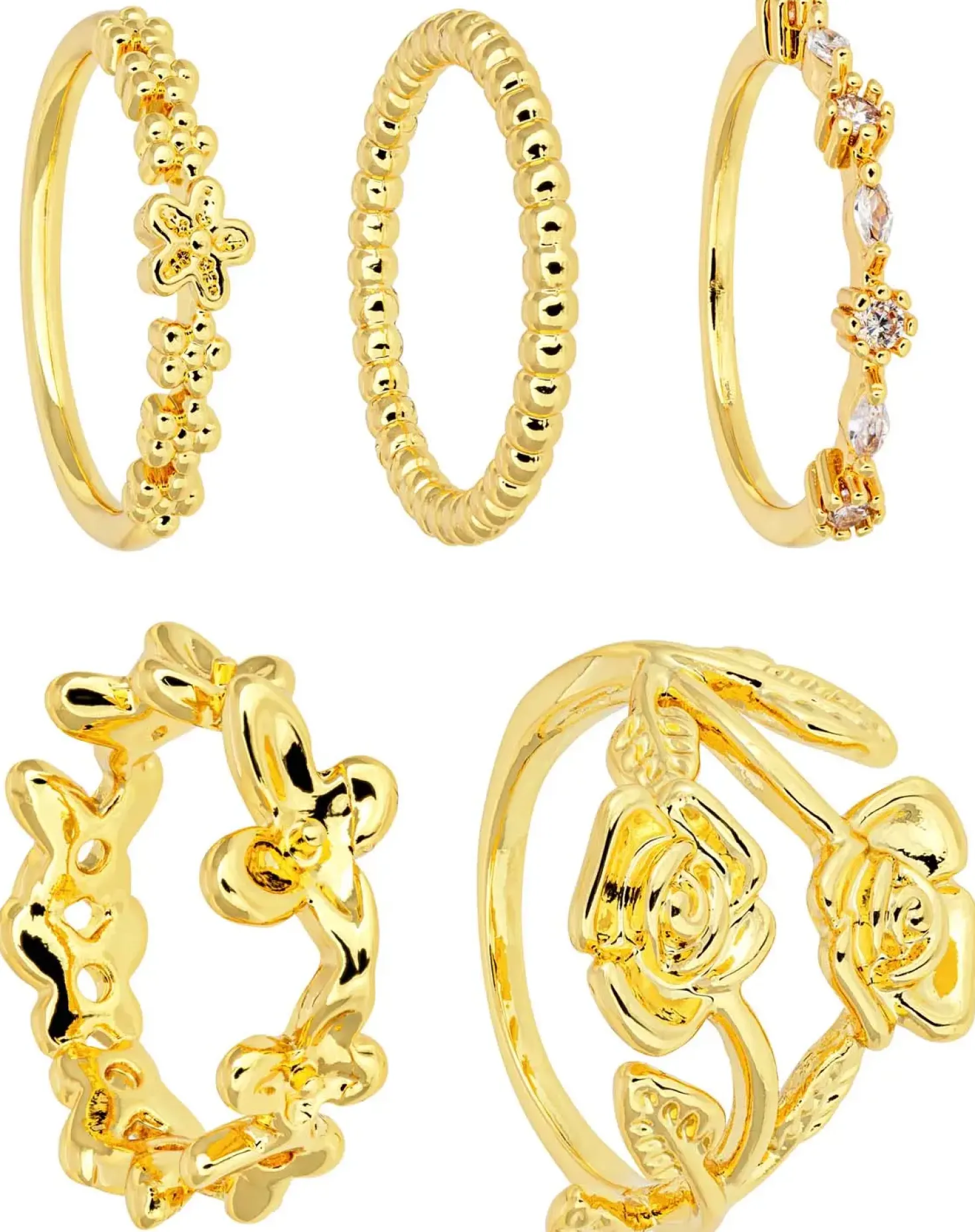 Set di anelli - Golden Rose