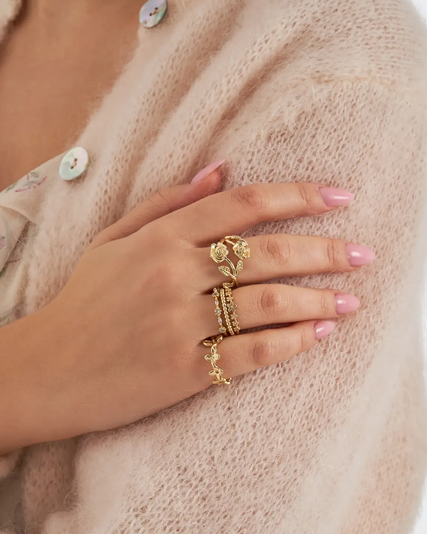Set di anelli - Golden Rose