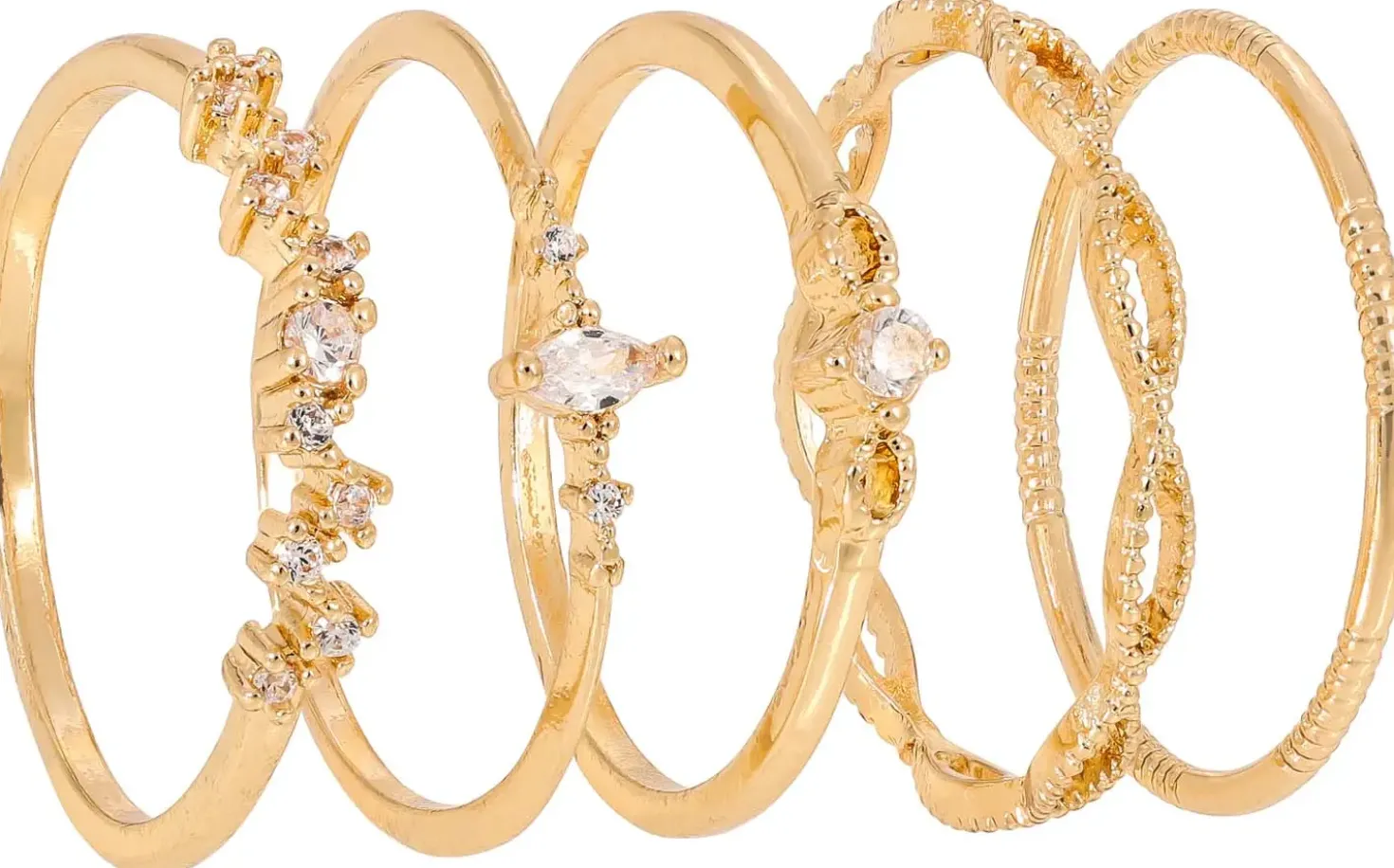 Set di anelli - Golden Sparkles
