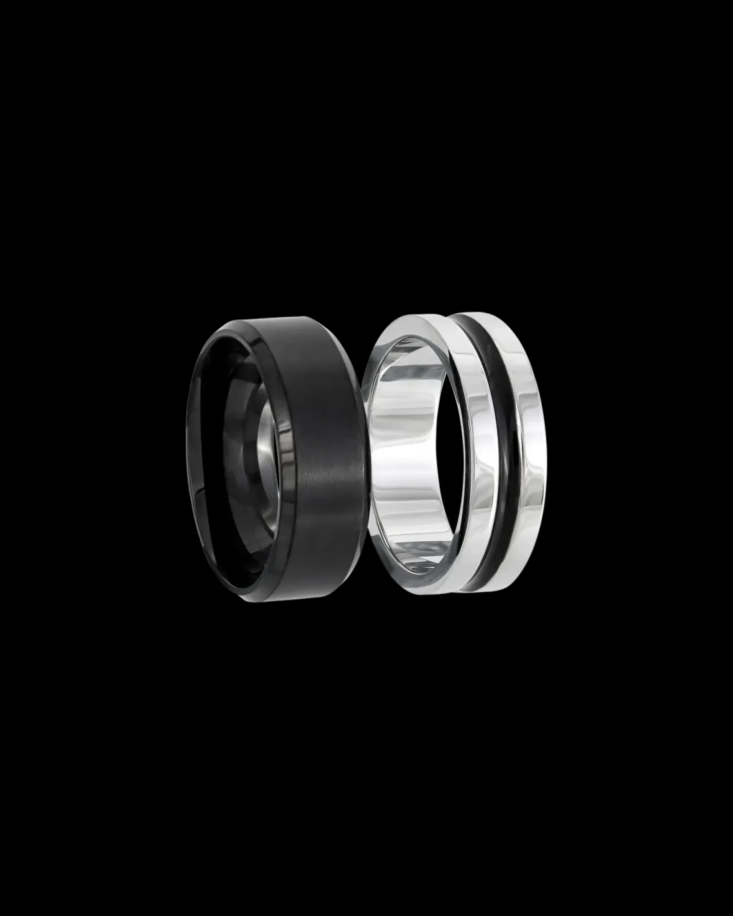 Set di anelli da uomo - Steel Black