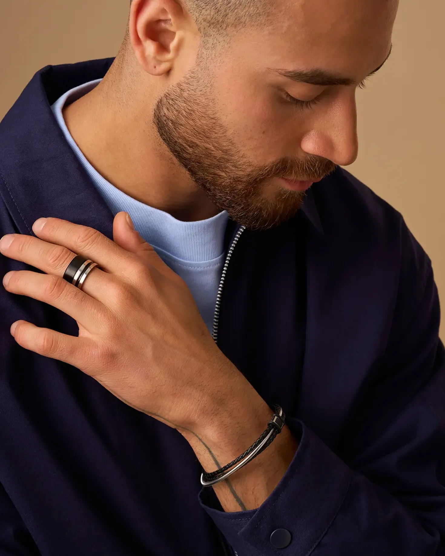 Set di anelli da uomo - Steel Black