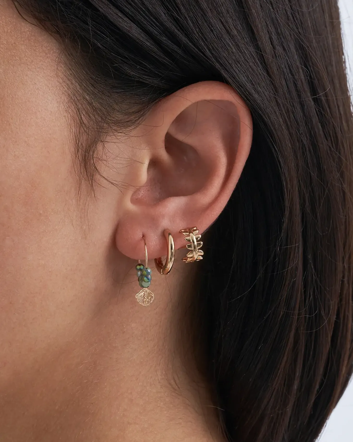 Set di orecchini - Green Shells