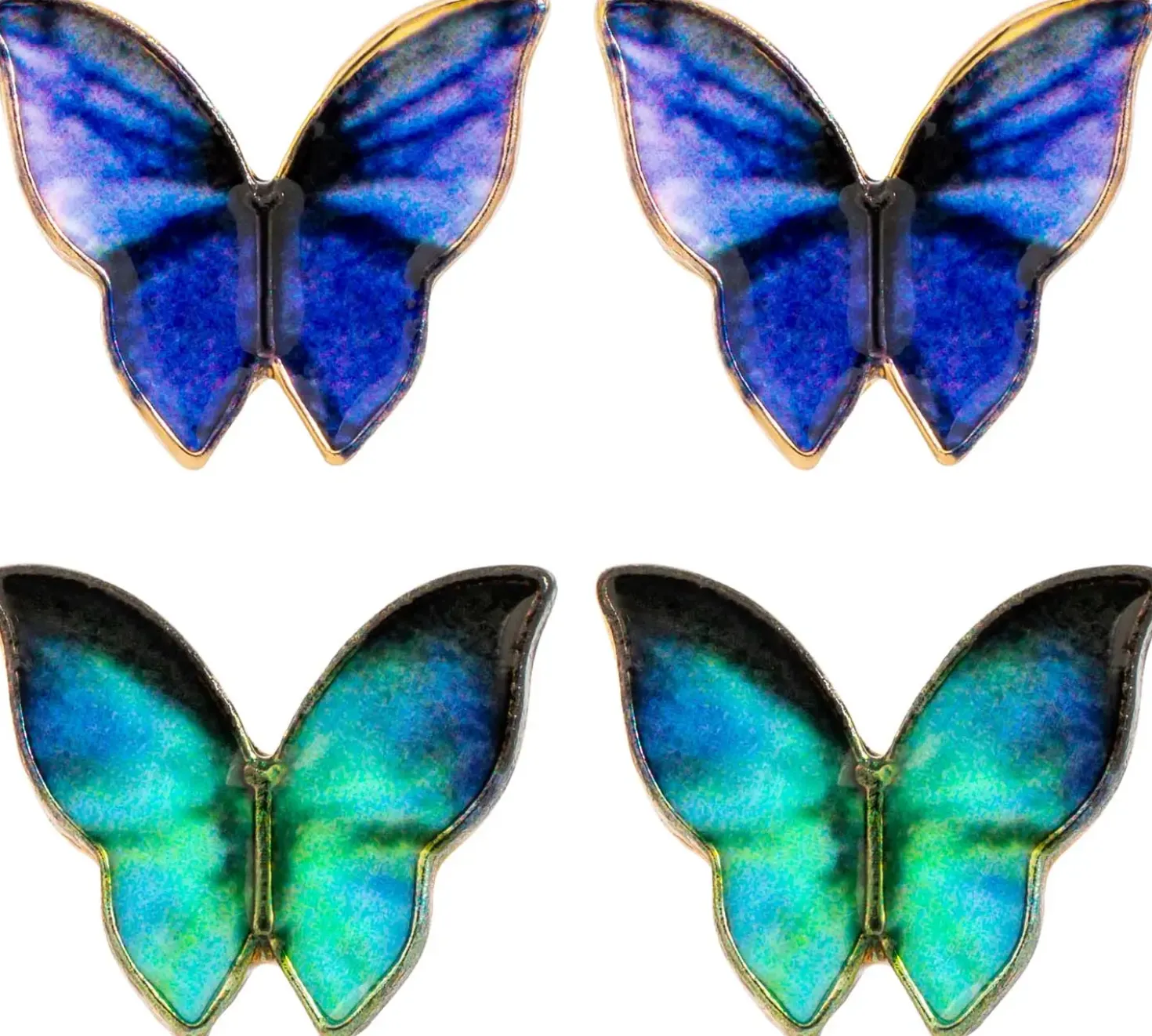 Set di orecchini a perno - Blue Wings
