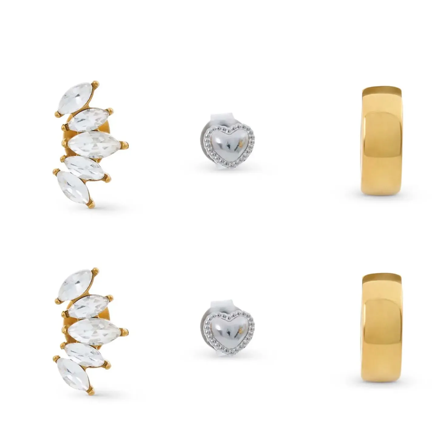 Set di orecchini a perno - Triple Steel