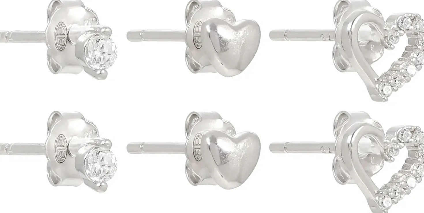 Set di orecchini a perno - Heart Trio
