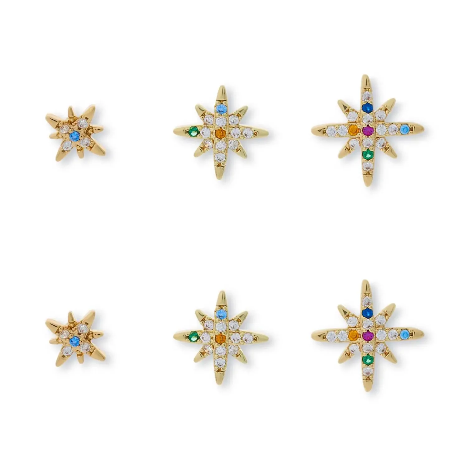 Set di orecchini a perno - Colorful Stars